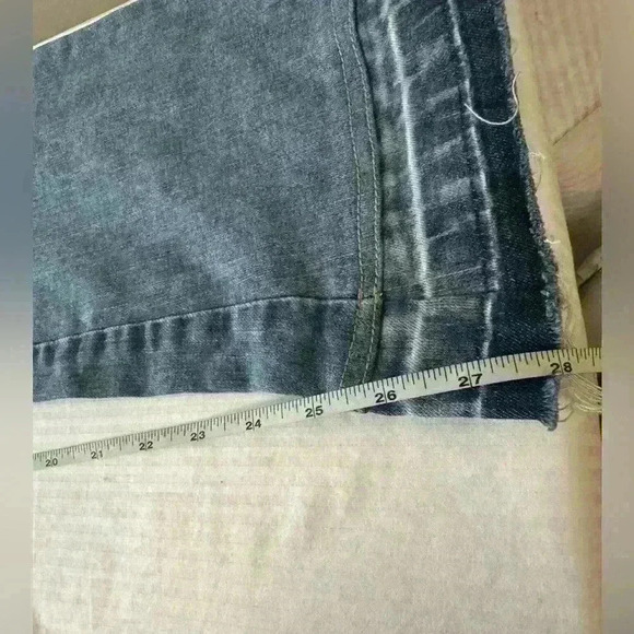 Y2K Jeans Sz 10 Light Wash Bootcut Raw Hem Double Button Mid Rise - Picture 7 of 8